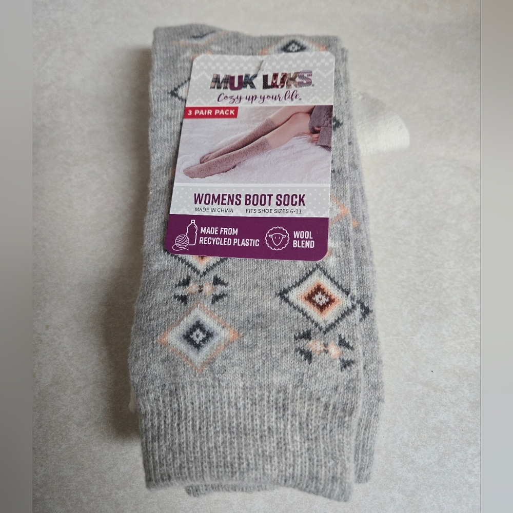 Muk Luks Women's Wool Blend  Boot Socks